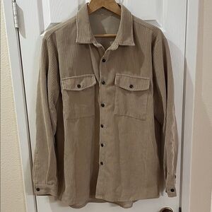 Tan Corduroy Button-Up (Men's L)